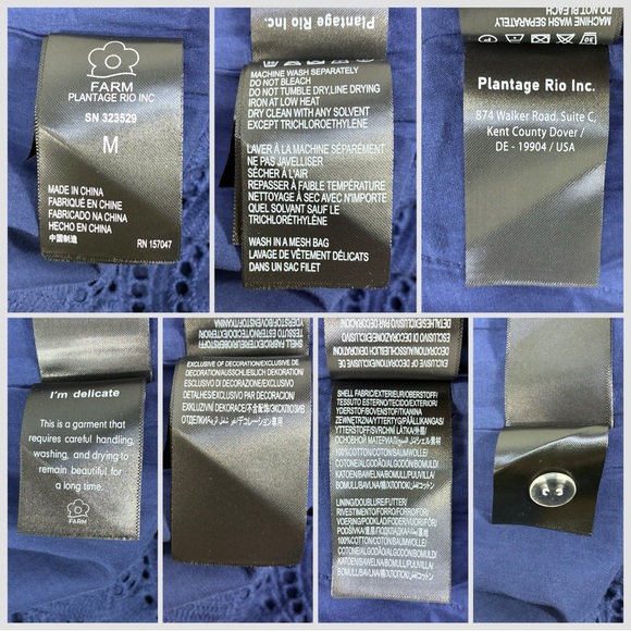 Farm Rio Pineapple Eyelet High Waist Wide Leg Pants Navy Blue Medium NWT - Picture 17 of 17